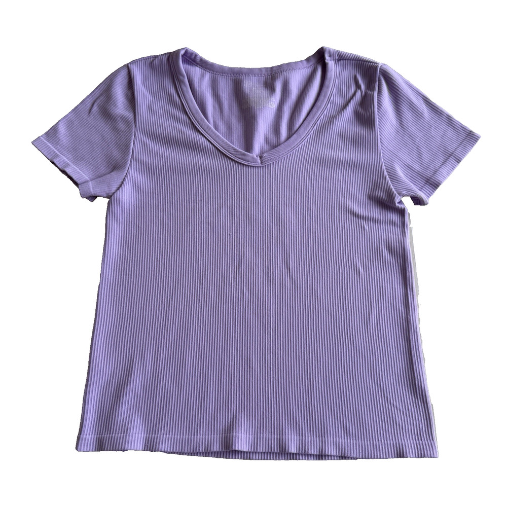 No Boundaries Lavender Seamless Ribbed V-Neck Crop Top Size XXL 19